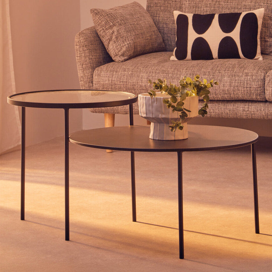 Trento Coffee Table With Glass And Metal Tops