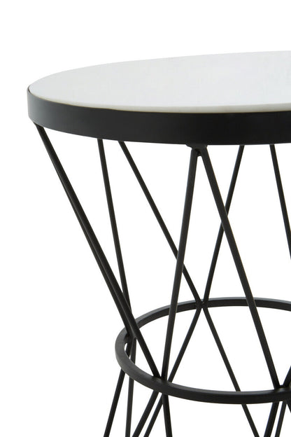 Shalimar Round White Marble Top Side Table