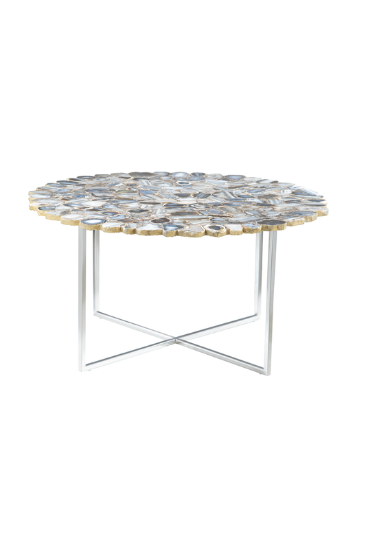 Rabia Agate Coffee Table With Cross Base