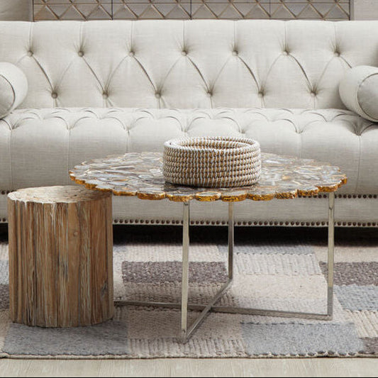 Rabia Agate Coffee Table With Cross Base