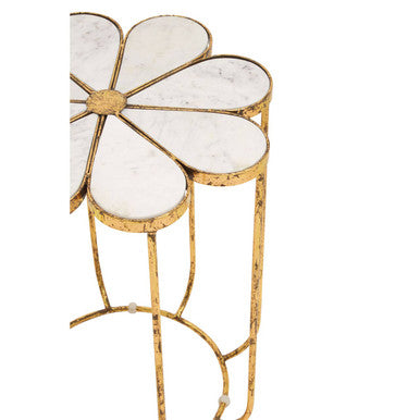 Rabia Petal Side Table With Marble Top