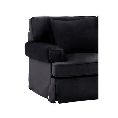 2 Seater Black Velvet Sofa, Ralph