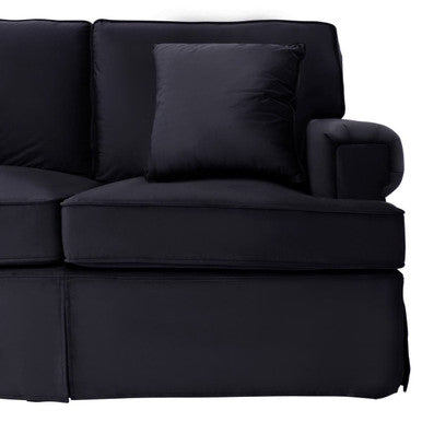 3 Seater Black Velvet Right Chaise Sofa, Ralph
