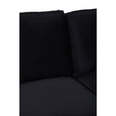 3 Seater Black Velvet Right Chaise Sofa, Ralph
