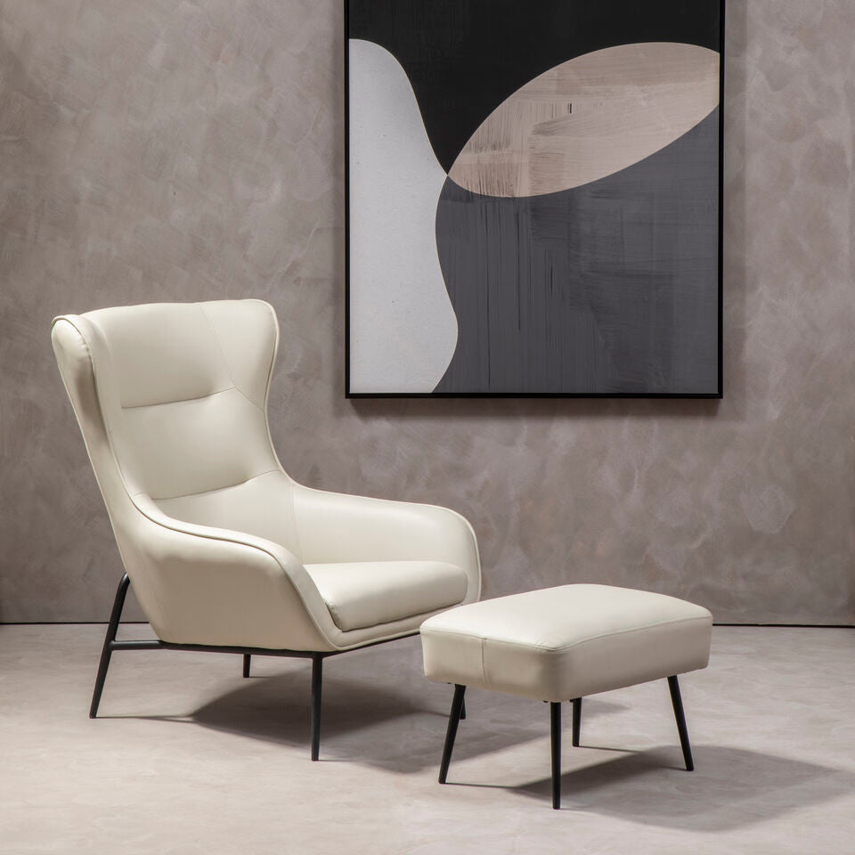 Kaiko Stone Faux Leather Armchair And Footstool