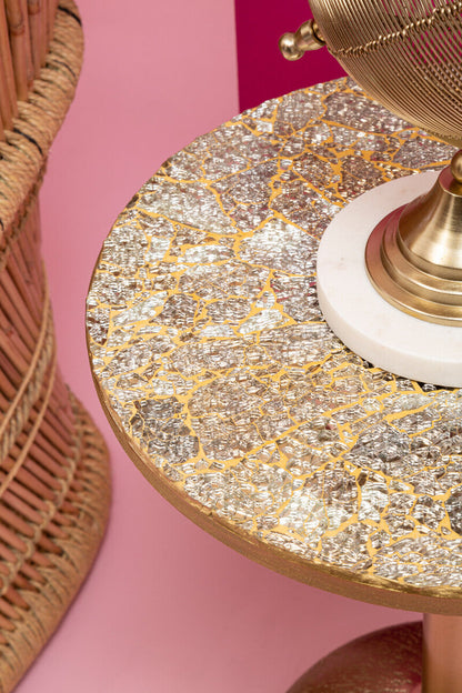 Inventivo Mosaic Top Gold Finish Side Table