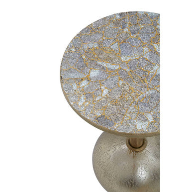 Inventivo Mosaic Top Gold Finish Side Table