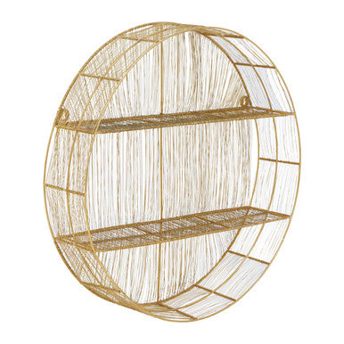 Enzo Gold Wire Round Wall Shelf