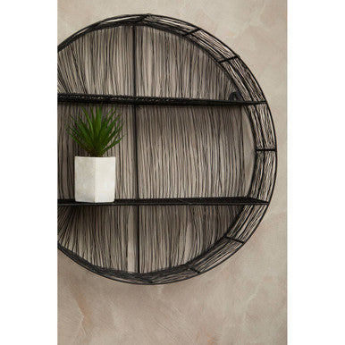 Enzo Black Wire Round Wall Shelf