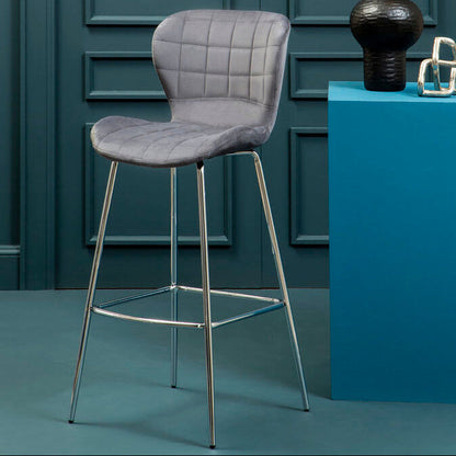 Warton Grey Velvet Bar Chair