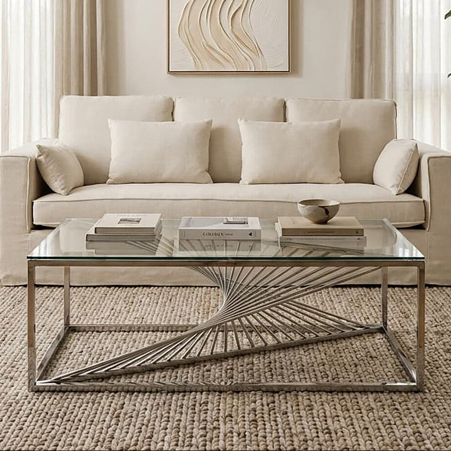Amella Coffee Table With Silver Finish Frame