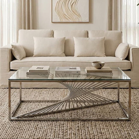 Amella Coffee Table With Silver Finish Frame