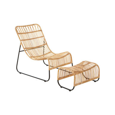 Manado Rattan Chair And Footstool Set