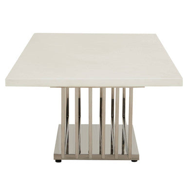 Moda White Faux Marble Coffee Table With Silver Finish Frame