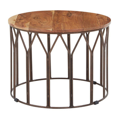 Boho Acacia Wood Round Coffee Table