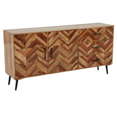 Boho Two Door and Three Drawer Mango Wood Sideboard