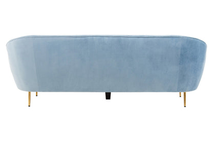 3 Seater Aqua Blue Velvet Sofa, Yasmeen