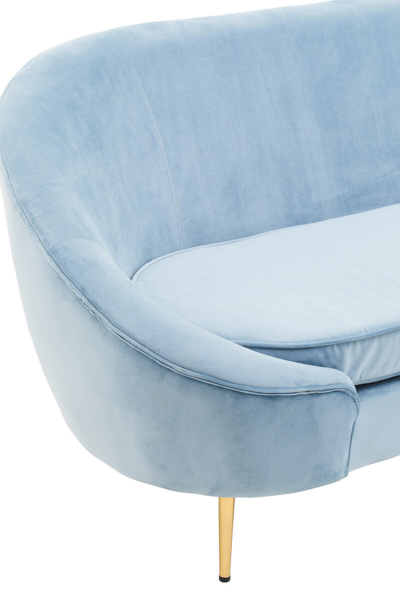 3 Seater Aqua Blue Velvet Sofa, Yasmeen