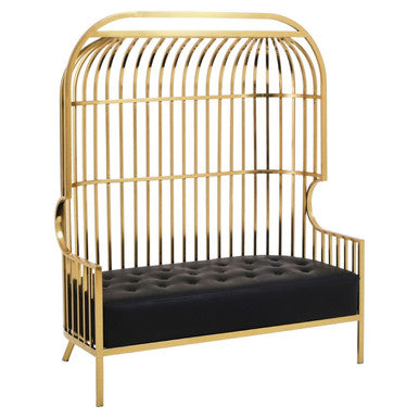 2 Seater Gold Dome Cage Sofa, Eliza