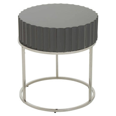 Genoa Grey Gloss Finish Round Side Table