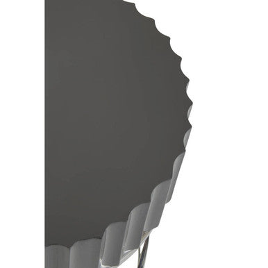 Genoa Grey Gloss Finish Round Side Table