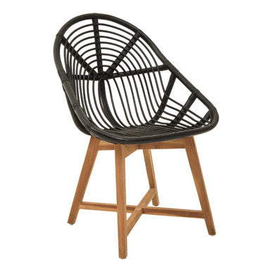 Manado Black Natural Rattan And Teak Chair