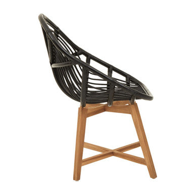 Manado Black Natural Rattan And Teak Chair