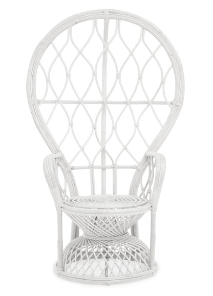 Java Grey And White Natural Rattan Curved Chair