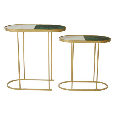 Suar Nest Of Two Marble Top Side Tables