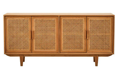 Lyon Rattan and Oak Wood 4 Door Sideboard