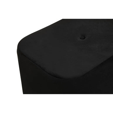Hartford Black Velvet and Matte Gold Rectangular Pouffe