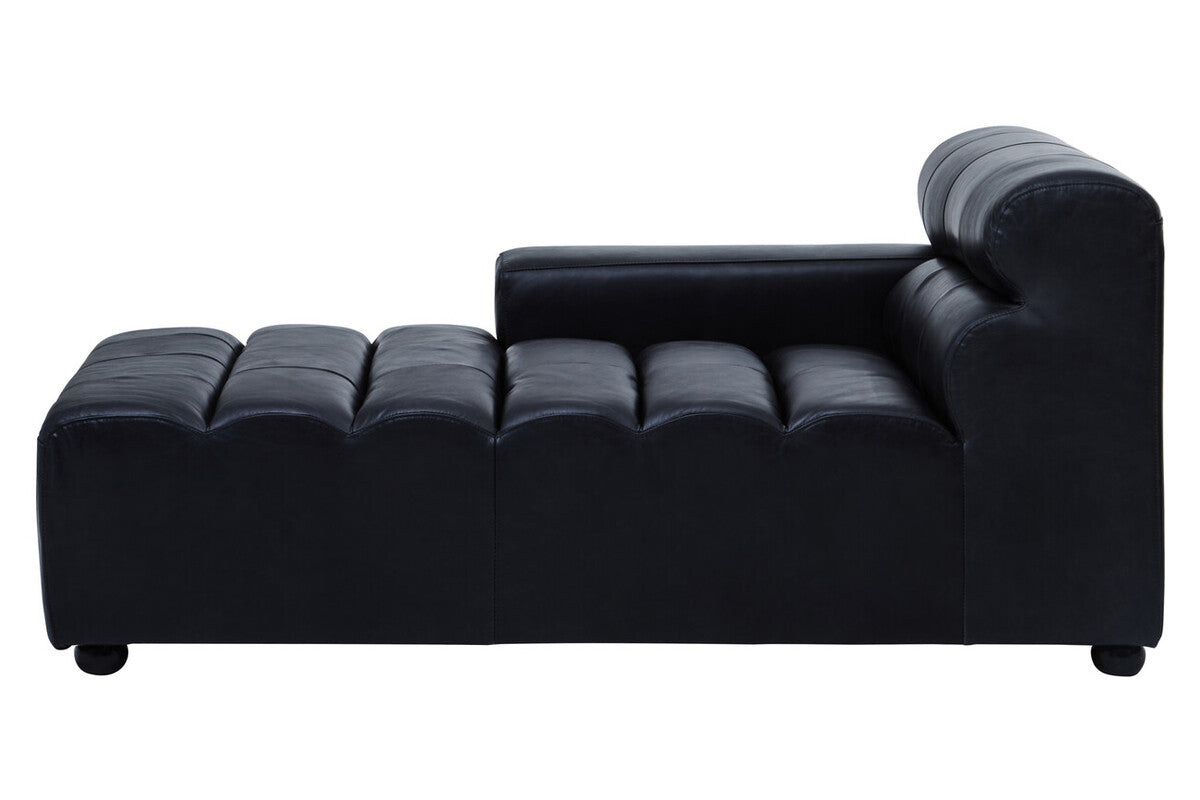 Antique Black Left Arm Leather Modular Chaise Sofa, King