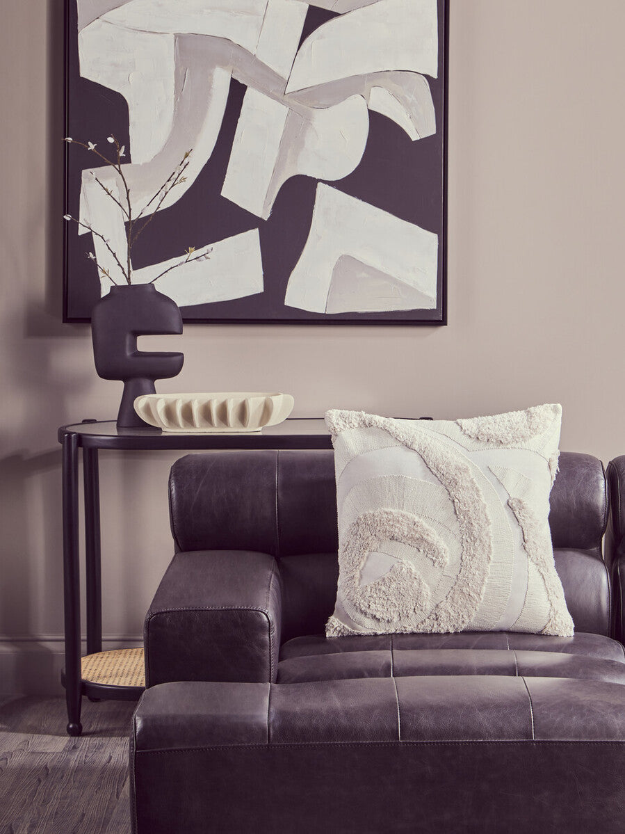 Antique Black Left Arm Leather Modular Chaise Sofa, King