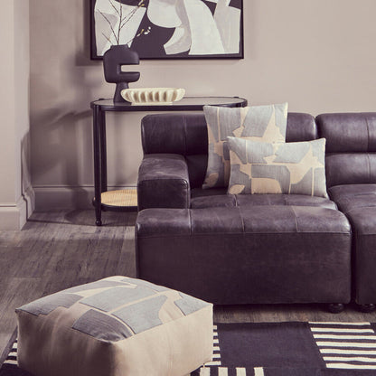 Antique Black Left Arm Leather Modular Chaise Sofa, King