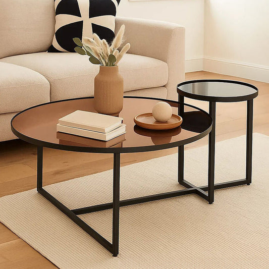 Cercle Smoked Mirror 2 Tier Coffee Table