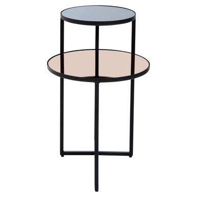 Cercle Smoked Mirror 2 Tier Side Table