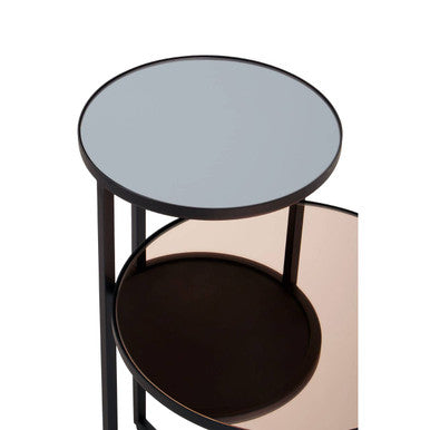 Cercle Smoked Mirror 2 Tier Side Table