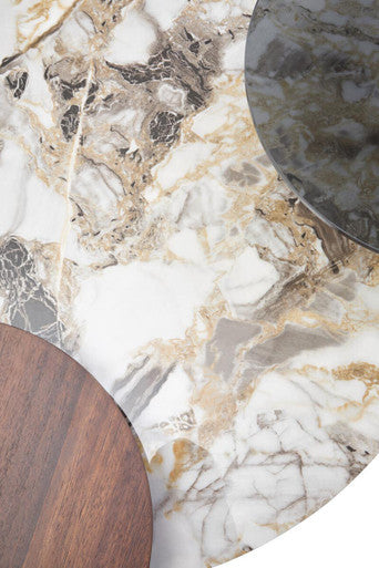 Imperia 3 Tier Round Ceramic Marble Effect Coffee Table