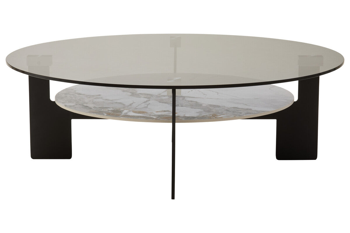 Imperia Round Grey Glass And Ceramic Large Coffee Table