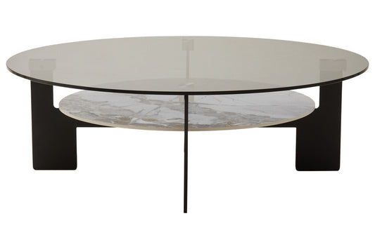 Imperia Round Grey Glass And Ceramic Large Coffee Table