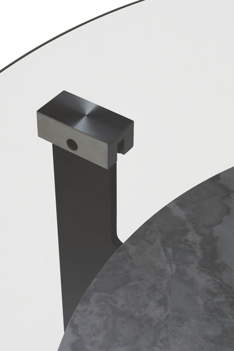 Imperia Round Grey Glass And Ceramic Large Coffee Table