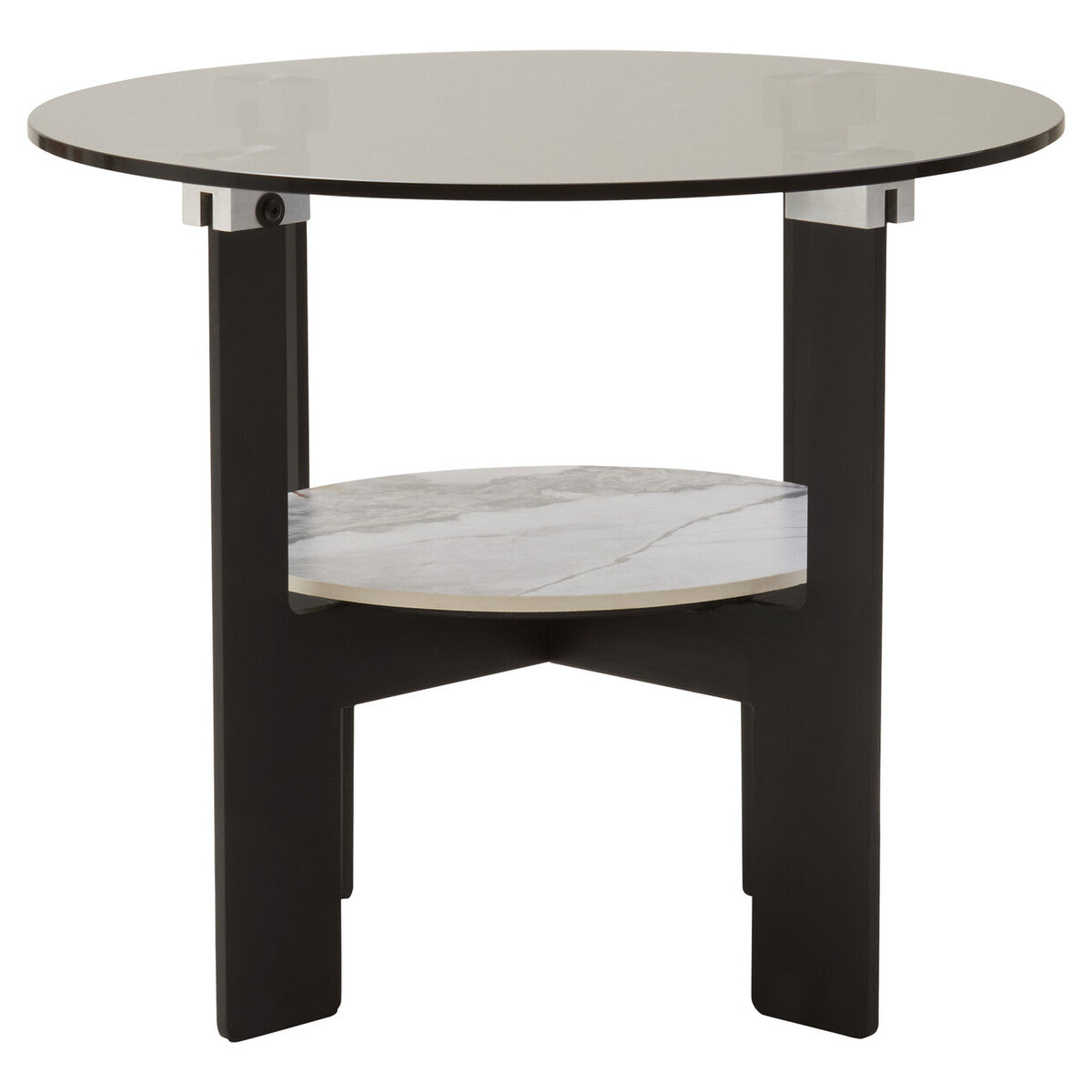 Imperia Round Grey Glass and Ceramic Small Coffee Table