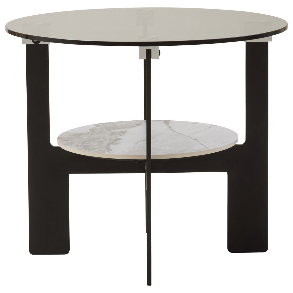 Imperia Round Grey Glass and Ceramic Small Coffee Table