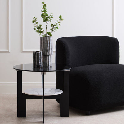 Imperia Round Grey Glass and Ceramic Small Coffee Table