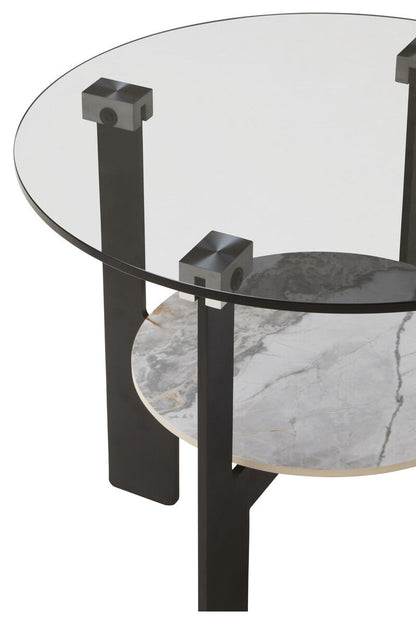 Imperia Round Grey Glass and Ceramic Small Coffee Table