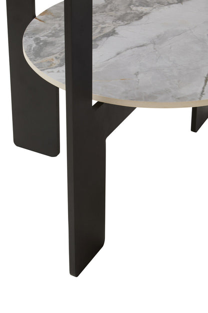 Imperia Round Grey Glass and Ceramic Small Coffee Table