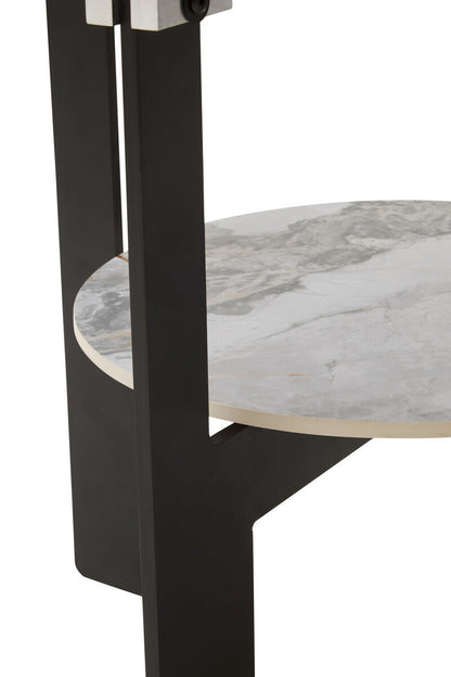 Imperia Round Grey Glass and Ceramic Small Coffee Table