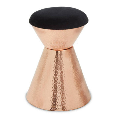 Jaipur Black Velvet And Copper Finish Stool