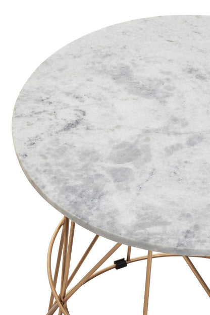 Mandoli White Marble Round Side Table
