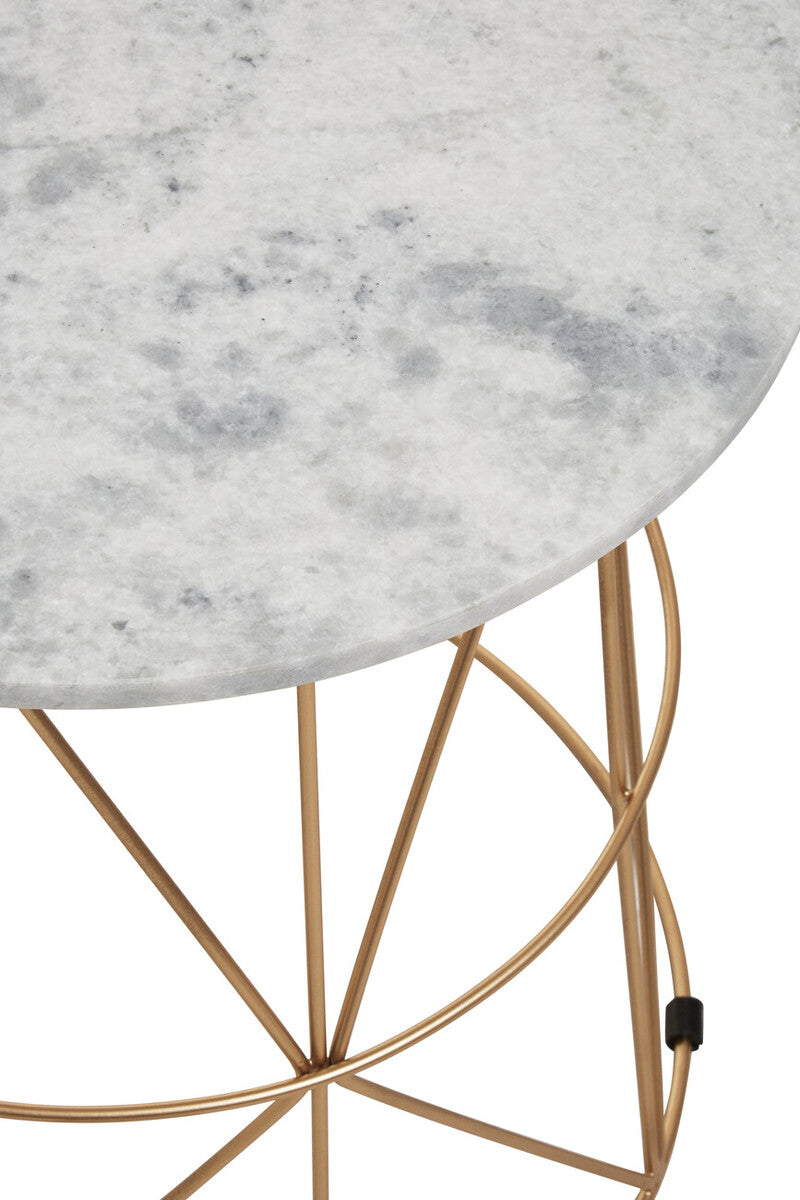 Mandoli White Marble Round Side Table